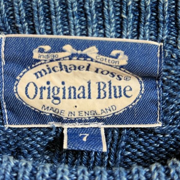 Vintage 90s〜 Michael Ross Original Blue Cable Knit Sweater Size 7 Loungewear - Picture 3 of 3